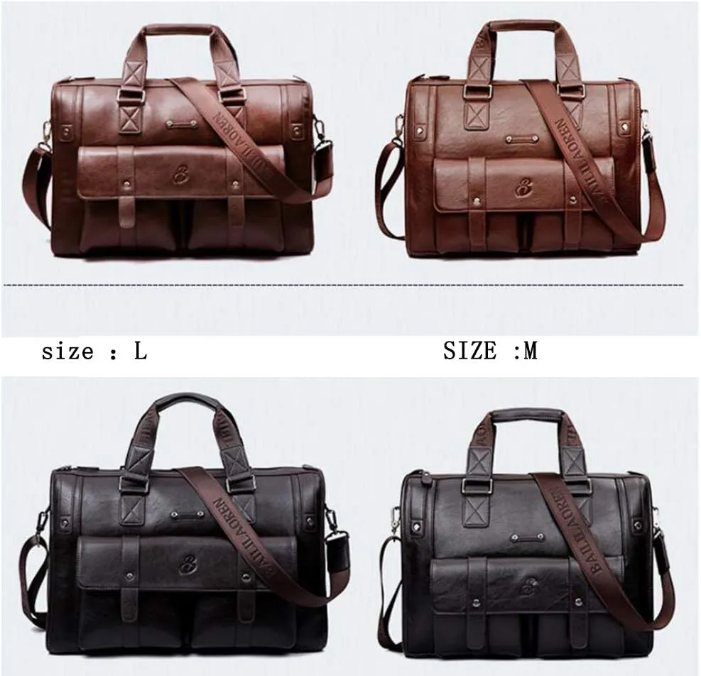 17 inch men Business bag Travel Briefcase Laptop Messenger Bags Vintage pu leather Shoulder bag