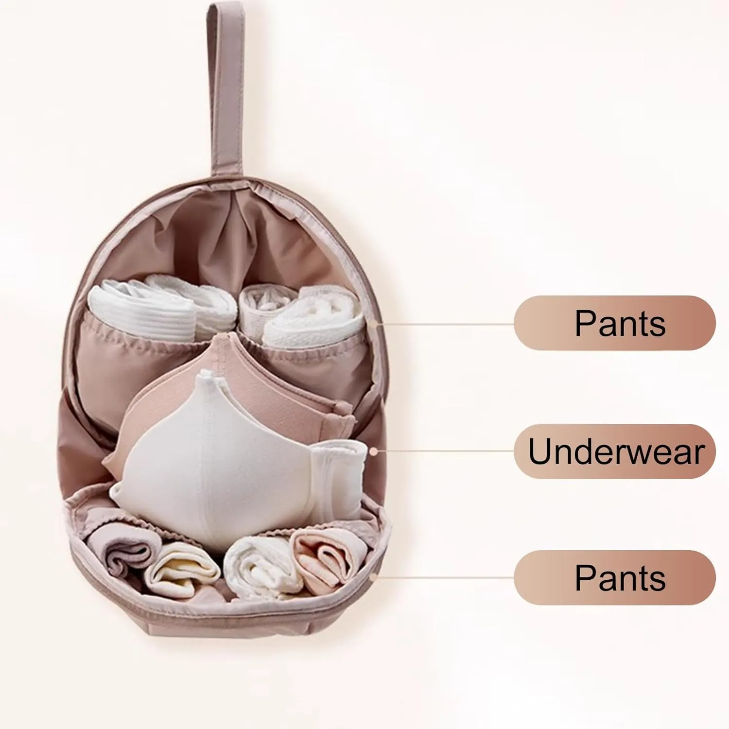 2 Underwear Garment Bag, Spherical Underwear Garment Bags for Storage, Oxford Fabric, Portable, Suitable for Small Clothes(White,24x15x21cm/9x6x8in)