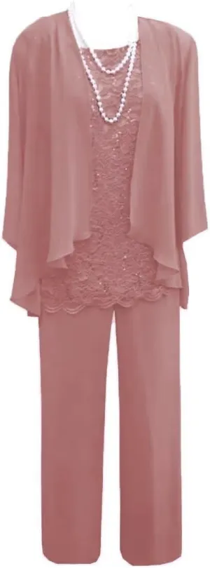 3pcs Mother of The Bride Dresses Pant Suits Long Sleeve Women's Pant Suits Dressy with Jacket