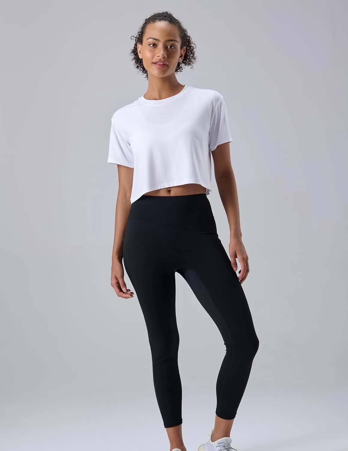 5 Pack: Women's Workout Crop Tops, Athletic Short Sleeve Gym Shirts Crew Neck Tees