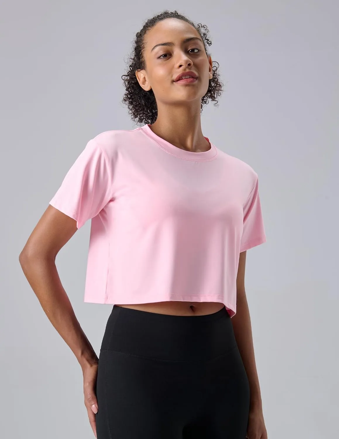 5 Pack: Women's Workout Crop Tops, Athletic Short Sleeve Gym Shirts Crew Neck Tees