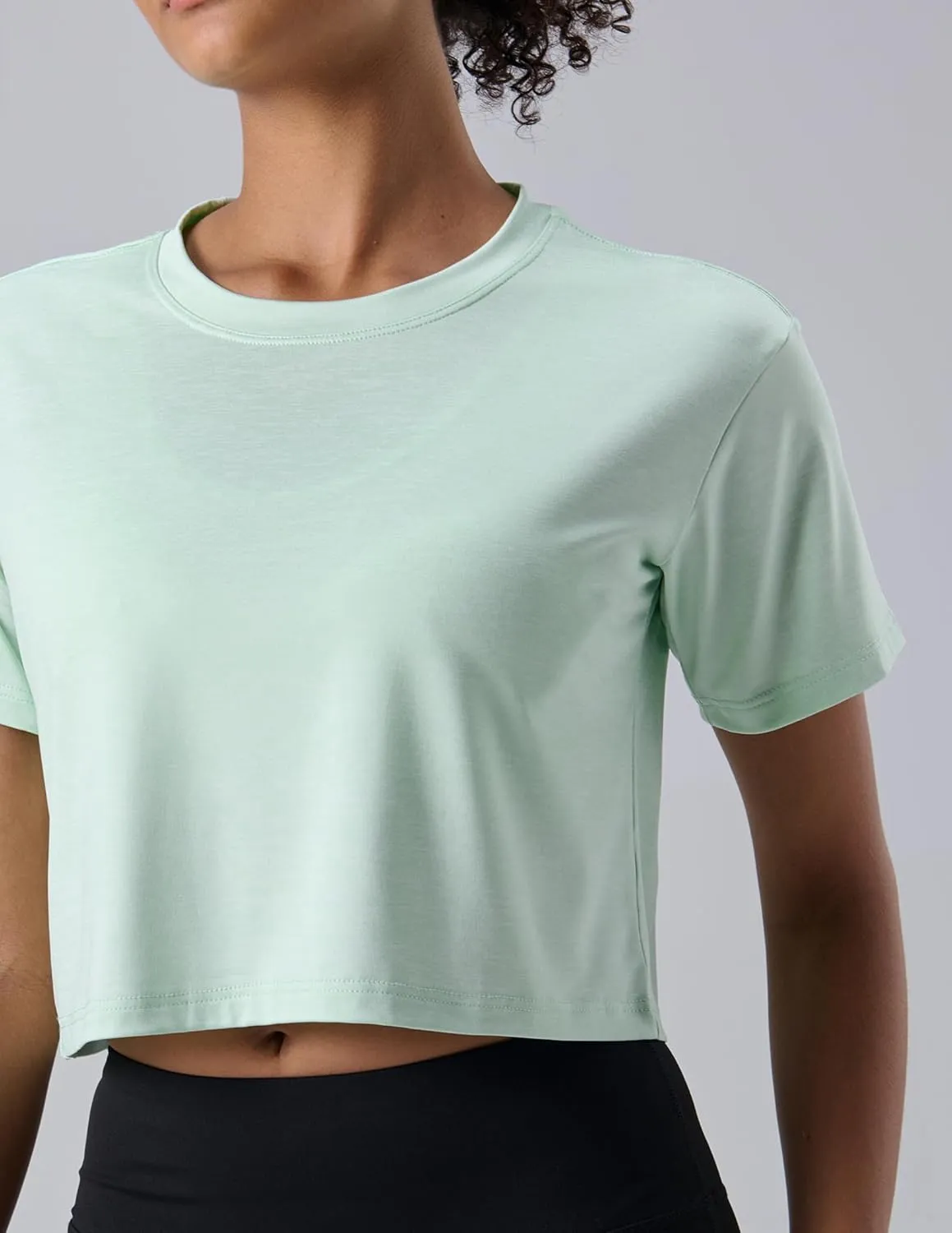 5 Pack: Women's Workout Crop Tops, Athletic Short Sleeve Gym Shirts Crew Neck Tees