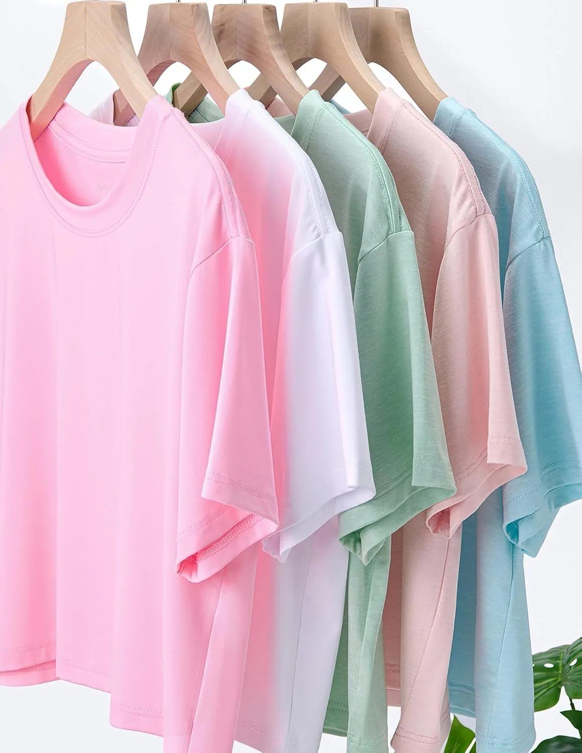 5 Pack: Women's Workout Crop Tops, Athletic Short Sleeve Gym Shirts Crew Neck Tees