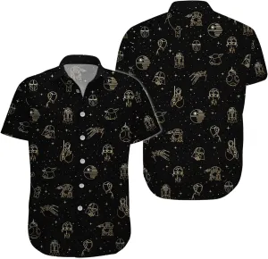 99TIMORO Wars Movie Hawaiian Shirt, Space Button Short Sleeve Top, Warship Themed