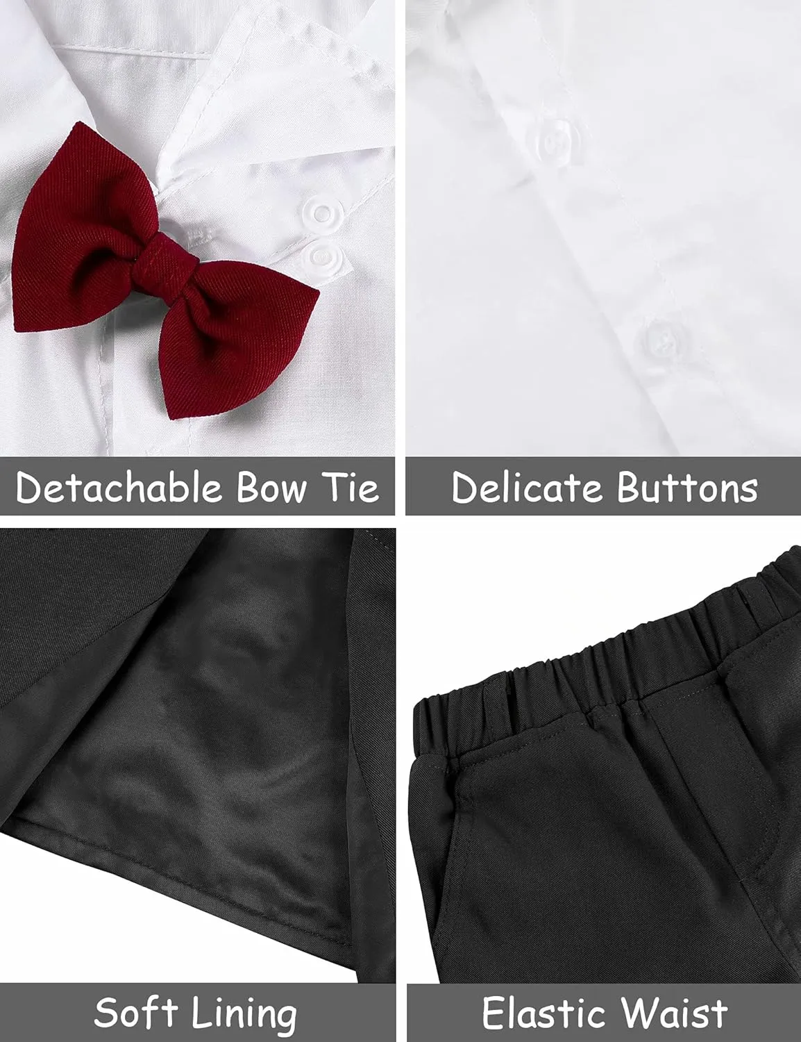 A&J DESIGN Baby Toddler Boys Gentleman Suit Set, 3pcs Outfits Shirts & Vest & Pants