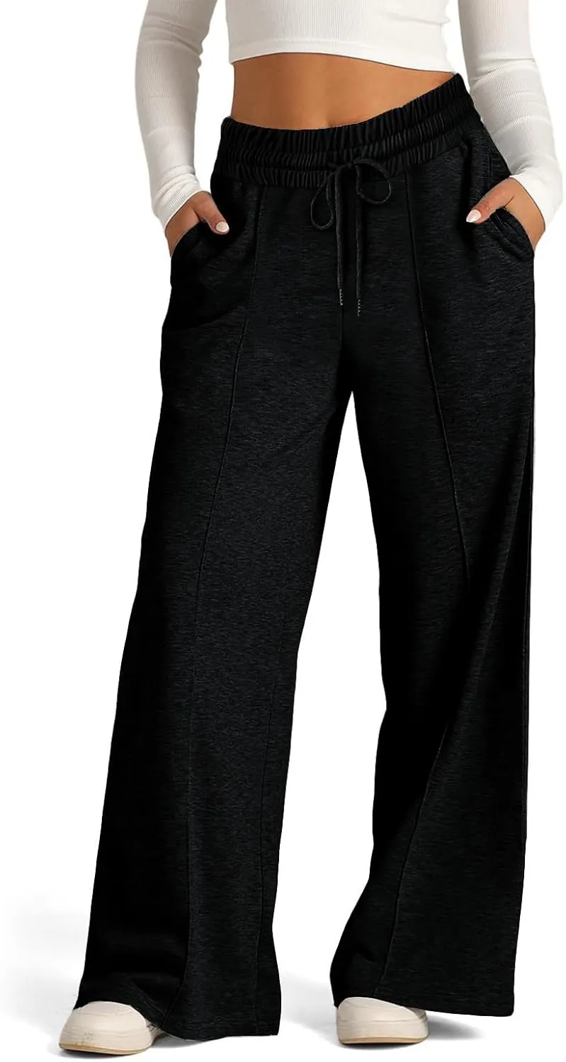 AIFARLD Wide Leg Sweatpants Women Baggy Sweat Pants Drawstring Athletic Joggers with Pockets High Waisted Loose