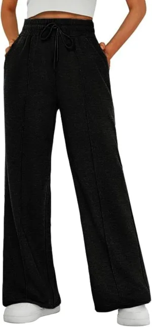 AIFARLD Wide Leg Sweatpants Women Baggy Sweat Pants Drawstring Athletic Joggers with Pockets High Waisted Loose