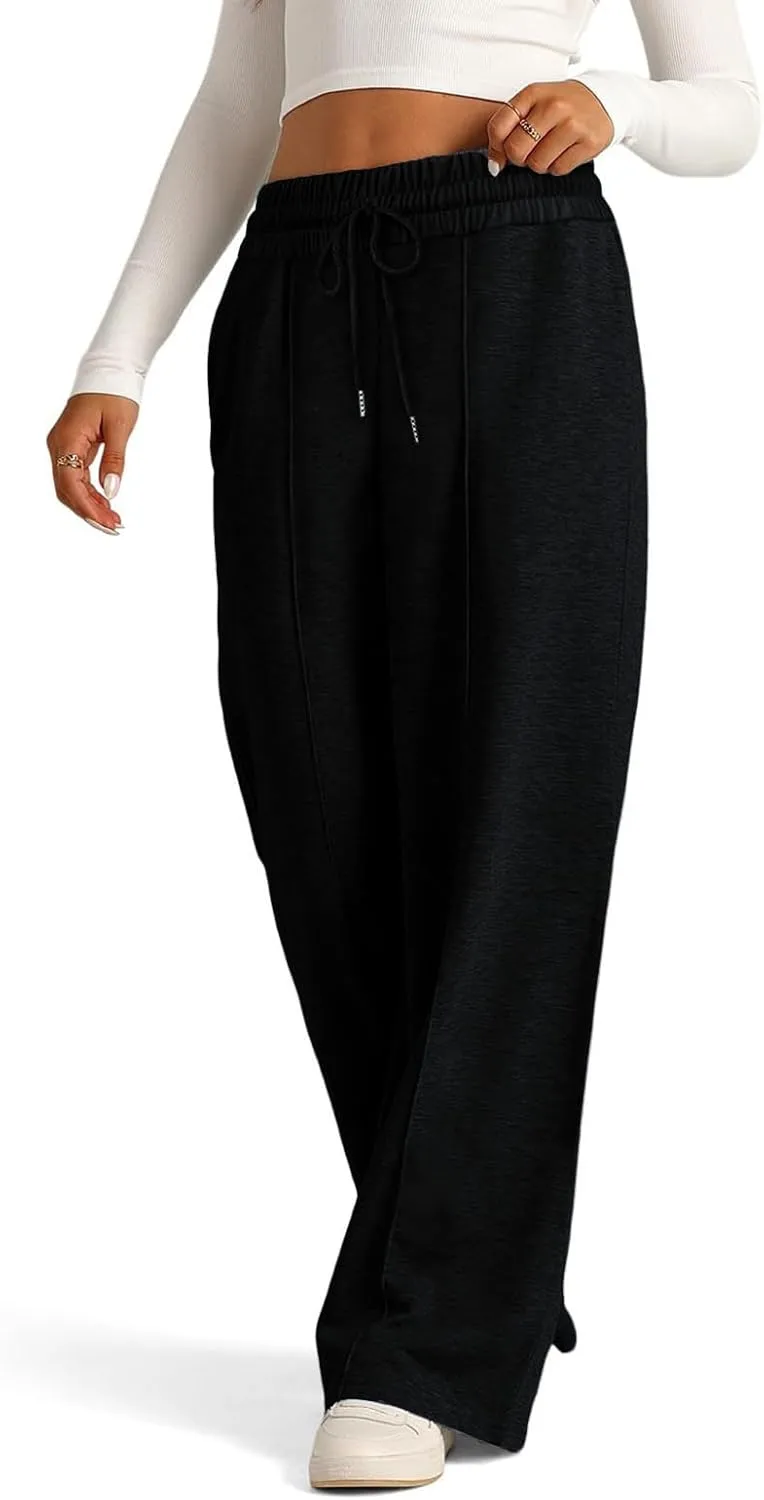 AIFARLD Wide Leg Sweatpants Women Baggy Sweat Pants Drawstring Athletic Joggers with Pockets High Waisted Loose