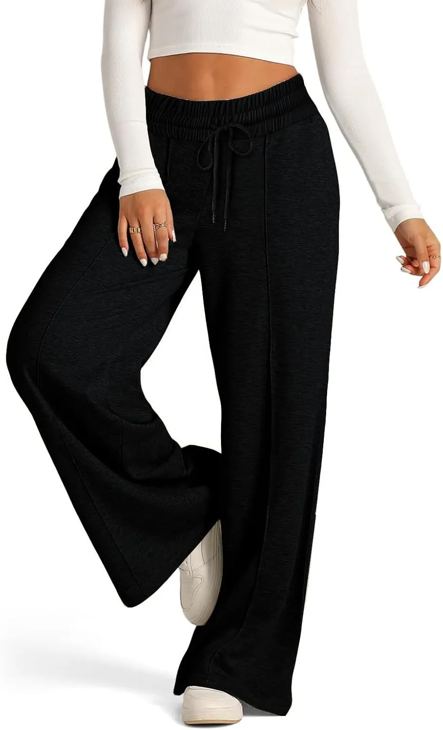 AIFARLD Wide Leg Sweatpants Women Baggy Sweat Pants Drawstring Athletic Joggers with Pockets High Waisted Loose