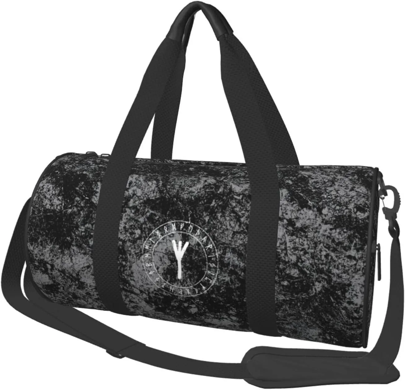 Algiz Rune Convertible Garment Bag with Shoulder Strap, Carry on Garment Duffel Bag for Men Women - Rolling Foldable for Travel Luggage Bags (Black)