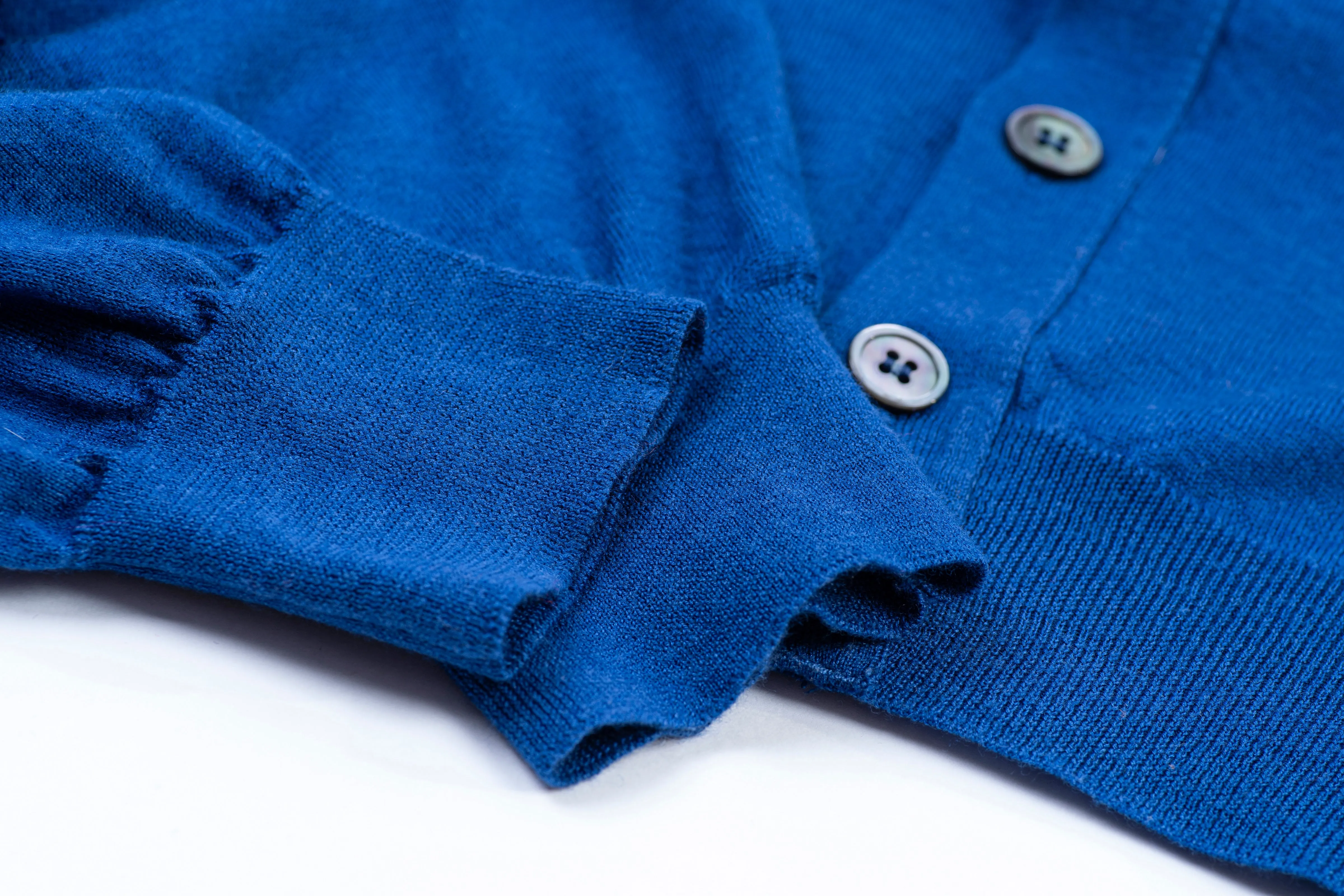 Andrea Fenzi Merino Wool & Silk Thin Knit Blue Cardigan, SIZE M