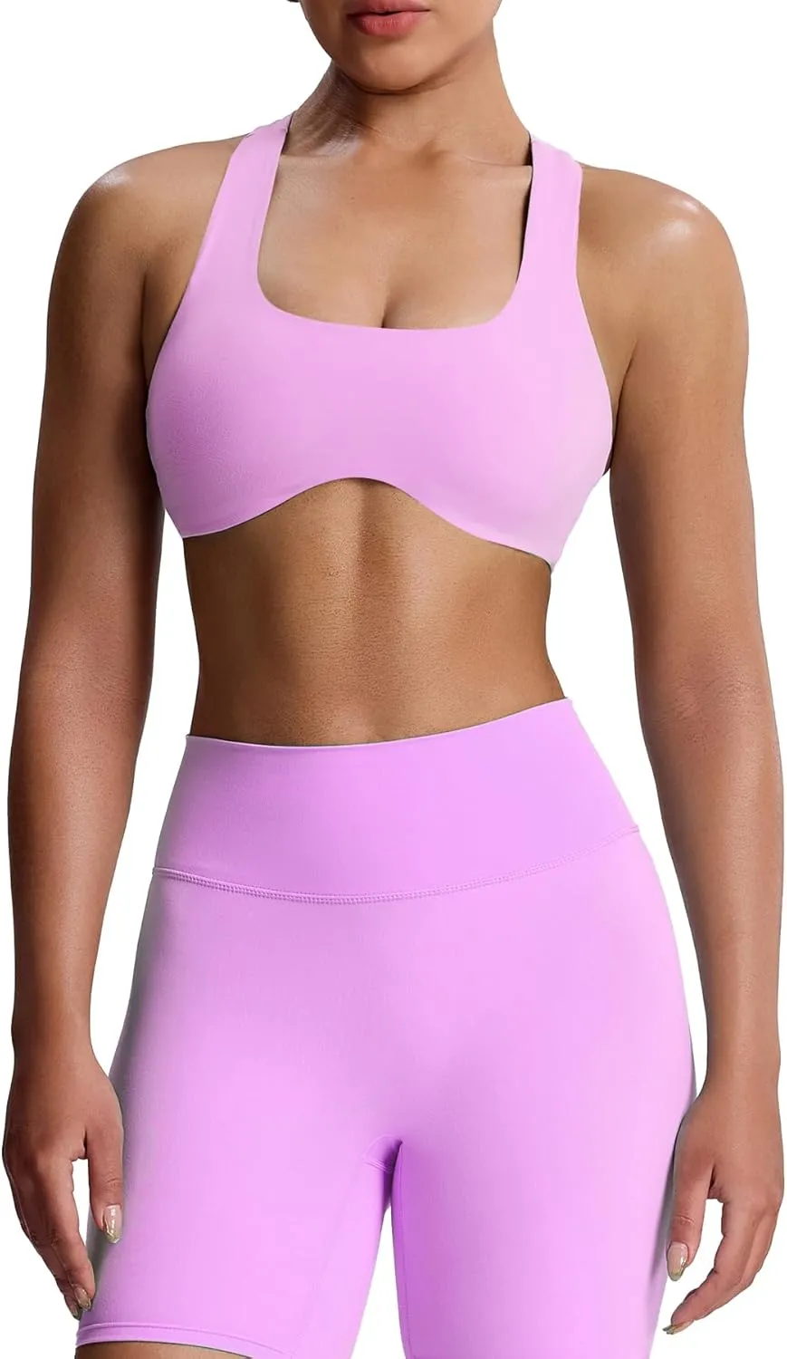 Aoxjox Women's Workout Sports Bras Fitness Backless Padded Define Sculpt Racerback Bra Yoga Crop Tank Top