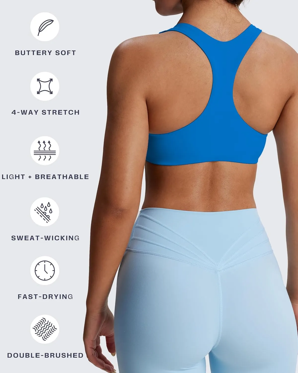 Aoxjox Women's Workout Sports Bras Fitness Backless Padded Define Sculpt Racerback Bra Yoga Crop Tank Top