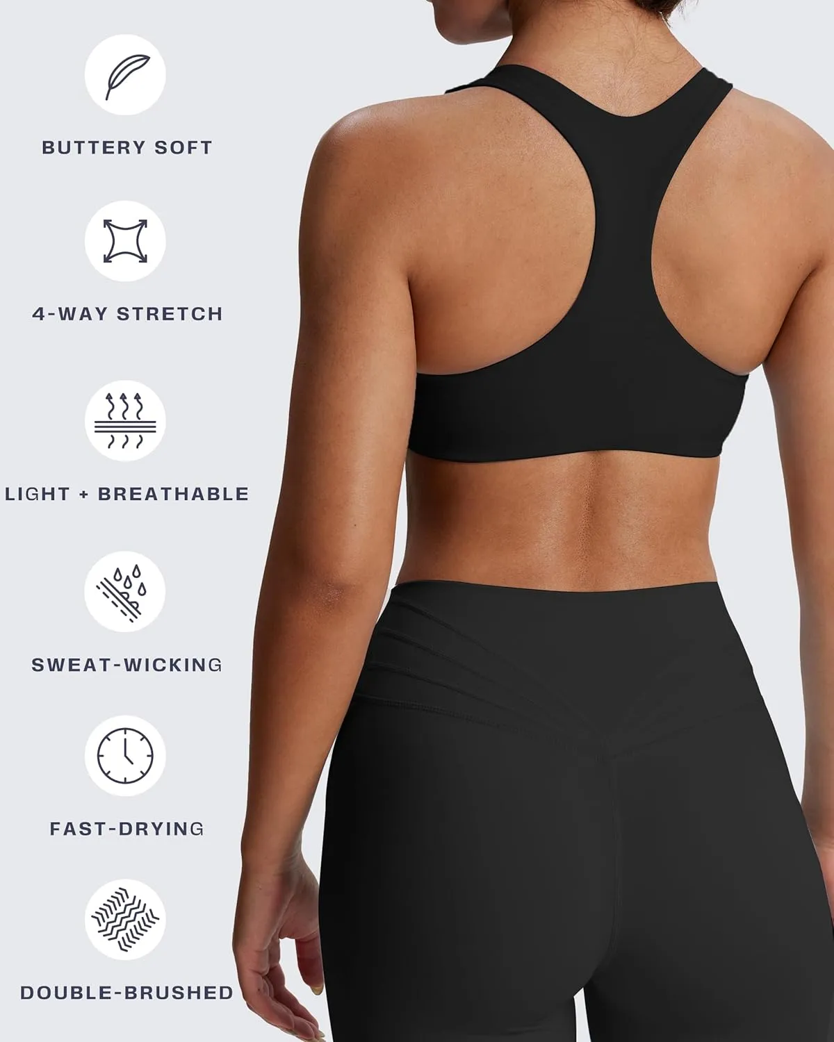 Aoxjox Women's Workout Sports Bras Fitness Backless Padded Define Sculpt Racerback Bra Yoga Crop Tank Top
