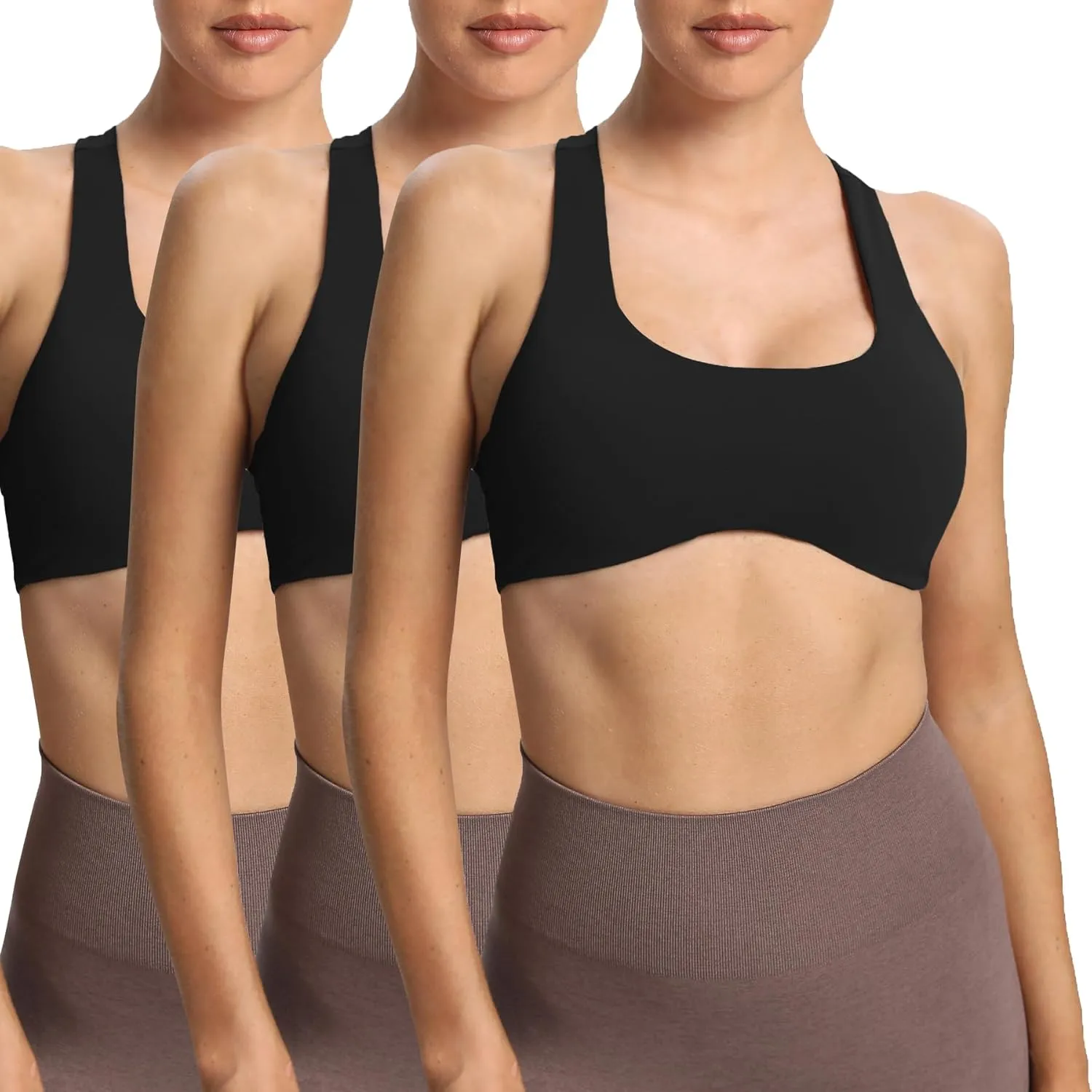 Aoxjox Women's Workout Sports Bras Fitness Backless Padded Define Sculpt Racerback Bra Yoga Crop Tank Top