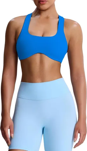 Aoxjox Women's Workout Sports Bras Fitness Backless Padded Define Sculpt Racerback Bra Yoga Crop Tank Top