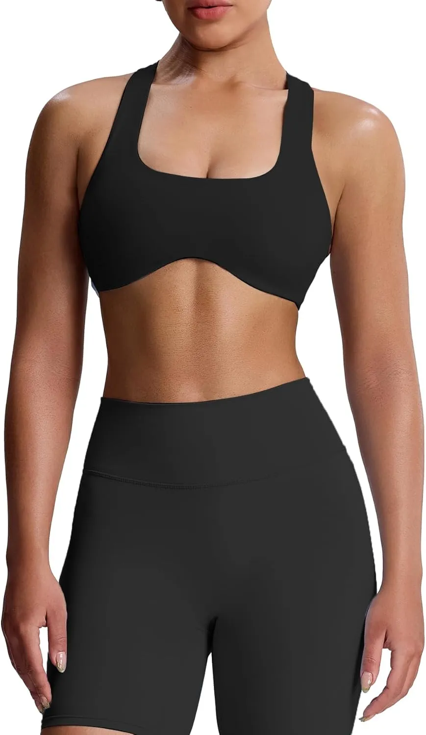 Aoxjox Women's Workout Sports Bras Fitness Backless Padded Define Sculpt Racerback Bra Yoga Crop Tank Top