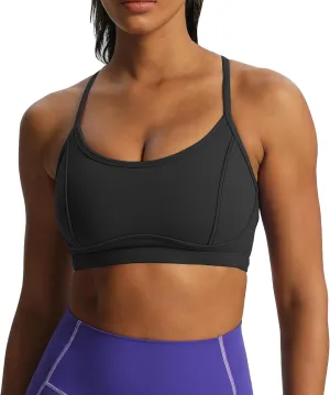 Aoxjox Women's Workout Sports Bras Fitness Backless Padded Training Gym Lexi Lined Bra Yoga Crop Tank Top
