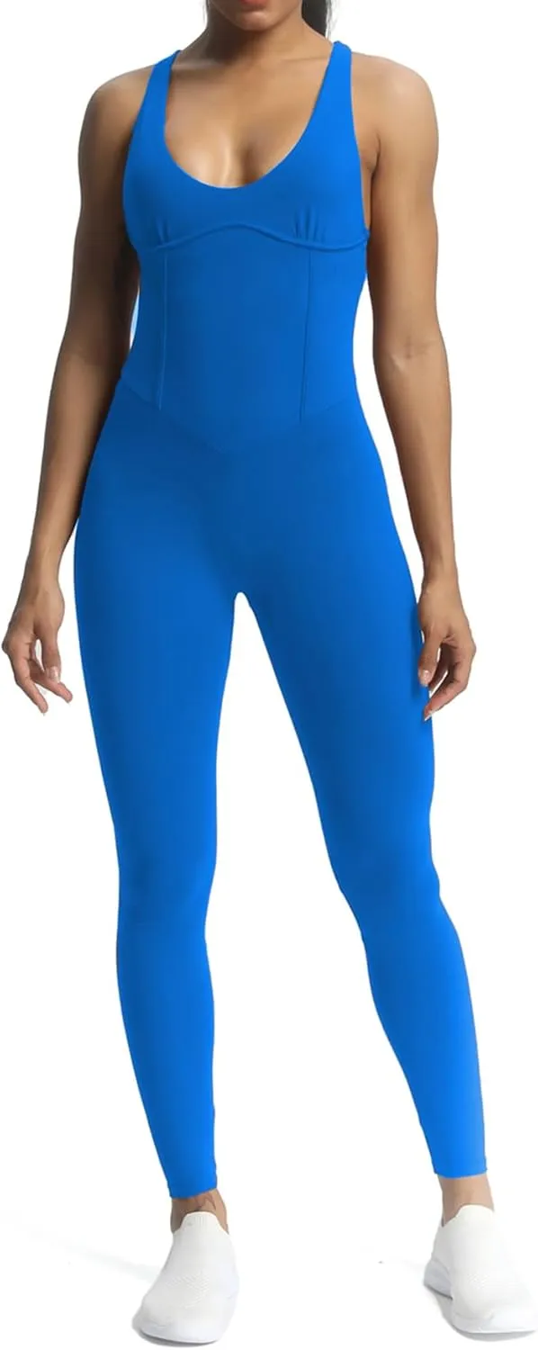 Aoxjox Workout Jumpsuit for Women Brooke Cross Back One Piece Scrunch Gym Yoga Sports Bras Jumpsuits