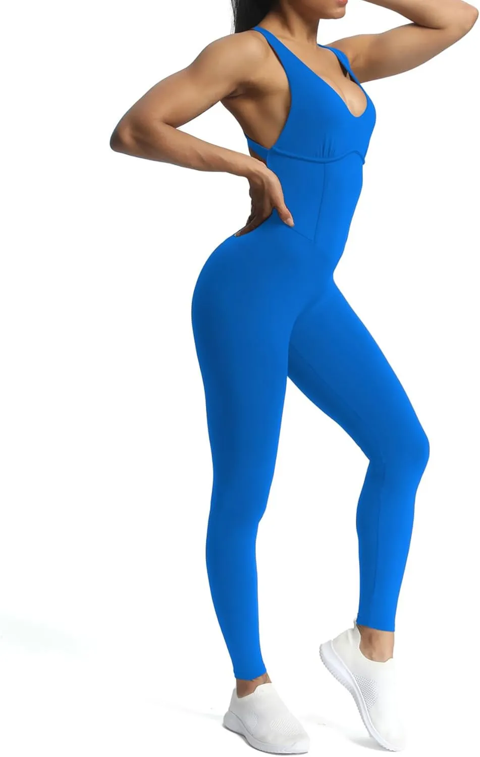 Aoxjox Workout Jumpsuit for Women Brooke Cross Back One Piece Scrunch Gym Yoga Sports Bras Jumpsuits