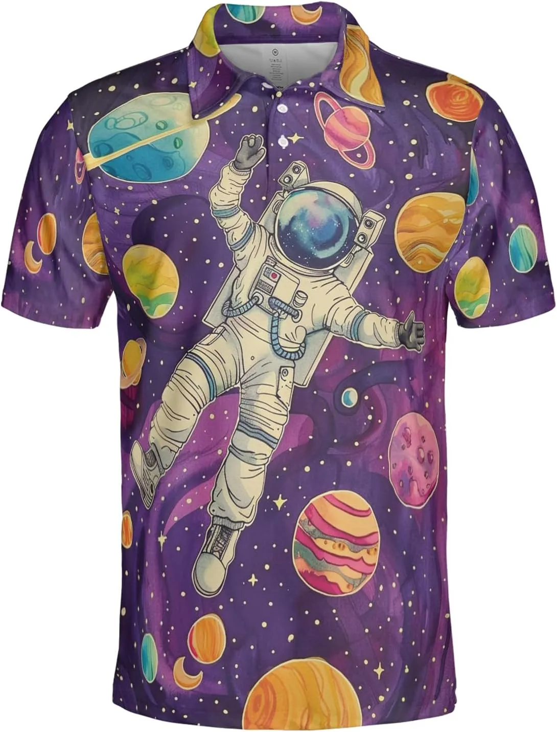 Astronaut Polo Shirts for Men - Space Lovers Men's Regular Fit Quick Dry Golf Polo Shirt Series 08
