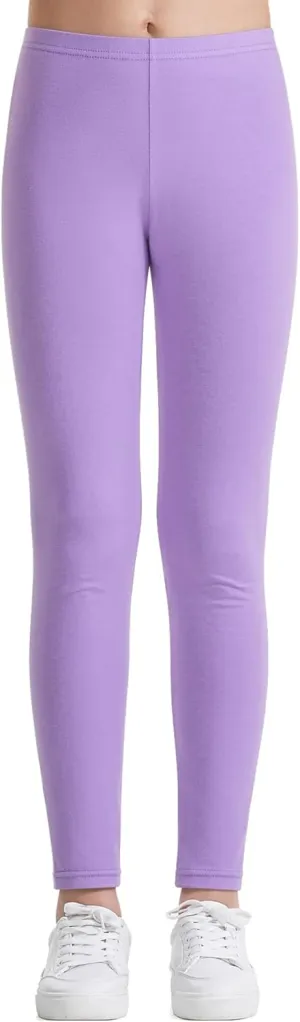 Auranso Kids Girls Leggings Full Length Cotton Tights Pants 4-14 Years