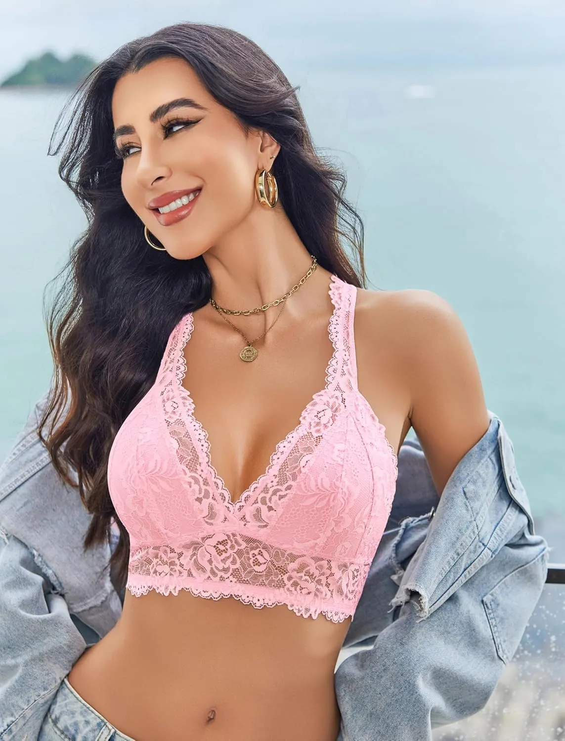 Avidlove Lace Bralettes for Women Wireless Unpadded Bras Racerback Camisole Tops Basic Cami Sexy Strappy Everyday Lingerie