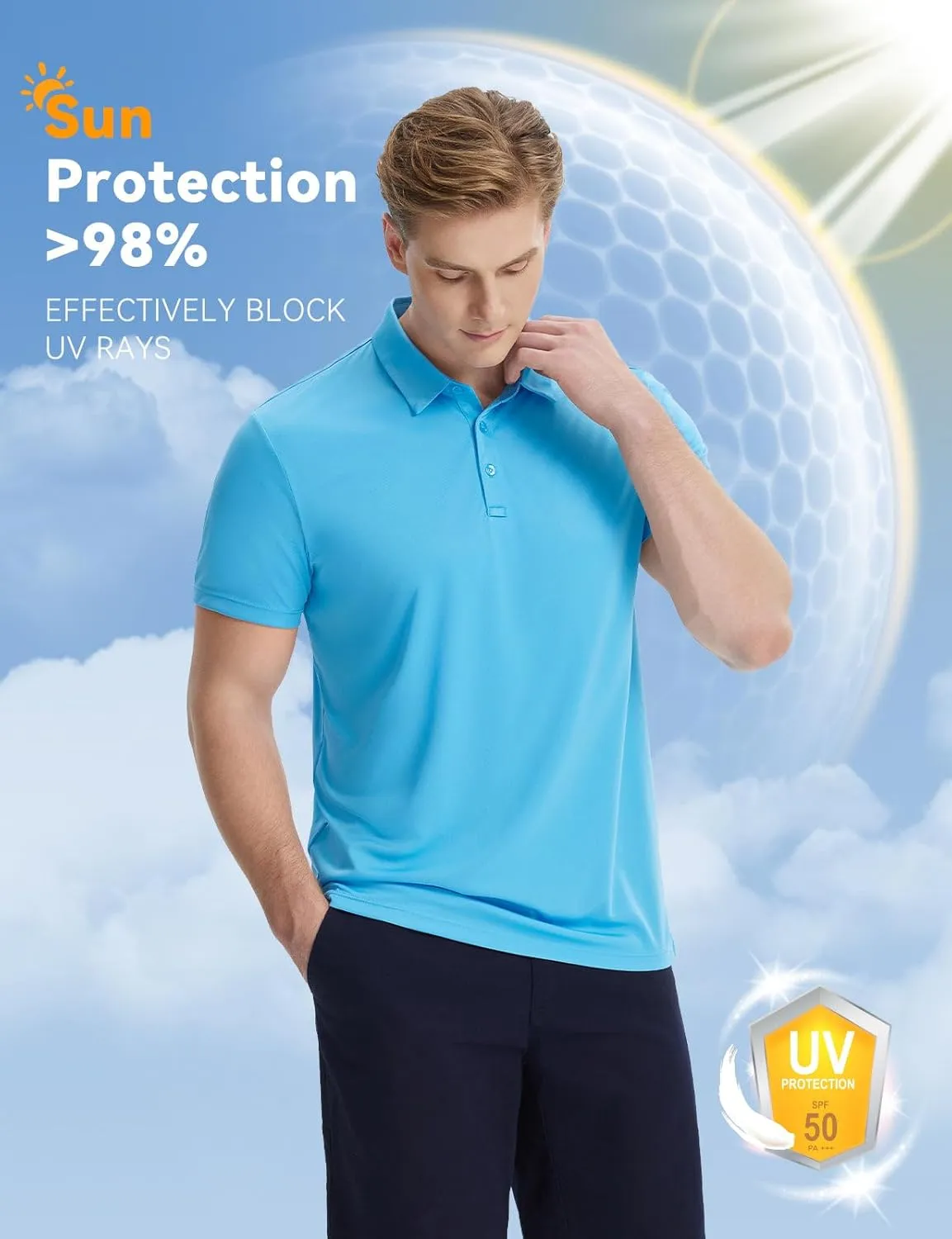 baleaf Men's Long Sleeve Golf Shirt Collared Shirts Polo UPF 50  Lightweight Quick Dry Work Casual Outdoor