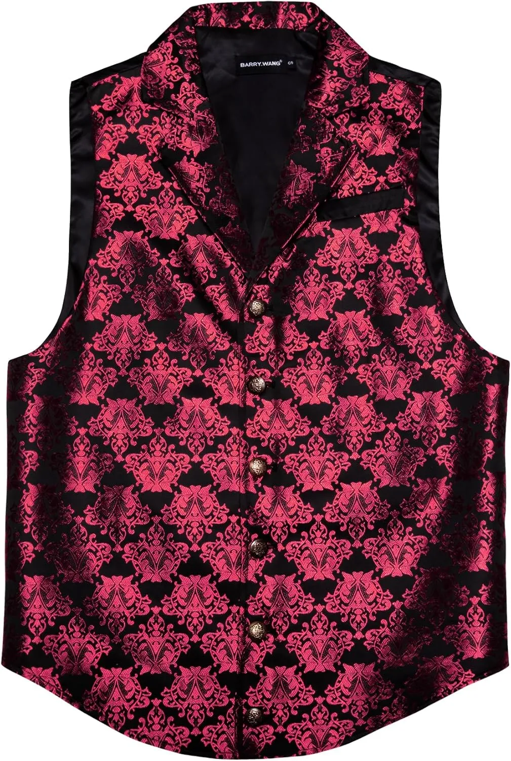 Barry.Wang Mens Victorian Suit Vest Lapel Collar Silk Paisley Steampunk Gothic Waistcoat Formal/Leisure Party