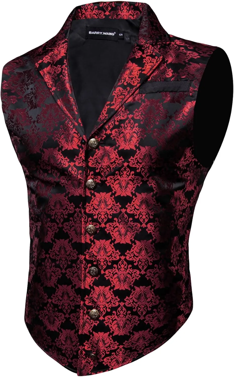 Barry.Wang Mens Victorian Suit Vest Lapel Collar Silk Paisley Steampunk Gothic Waistcoat Formal/Leisure Party