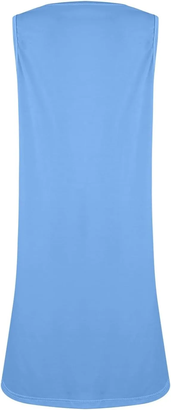 BAXLIMEK Sundresses for Women,2025 Spring Summer Casual Loose V Neck Sleeveless Mini Dress,Button Flowy A Line Beach Dress