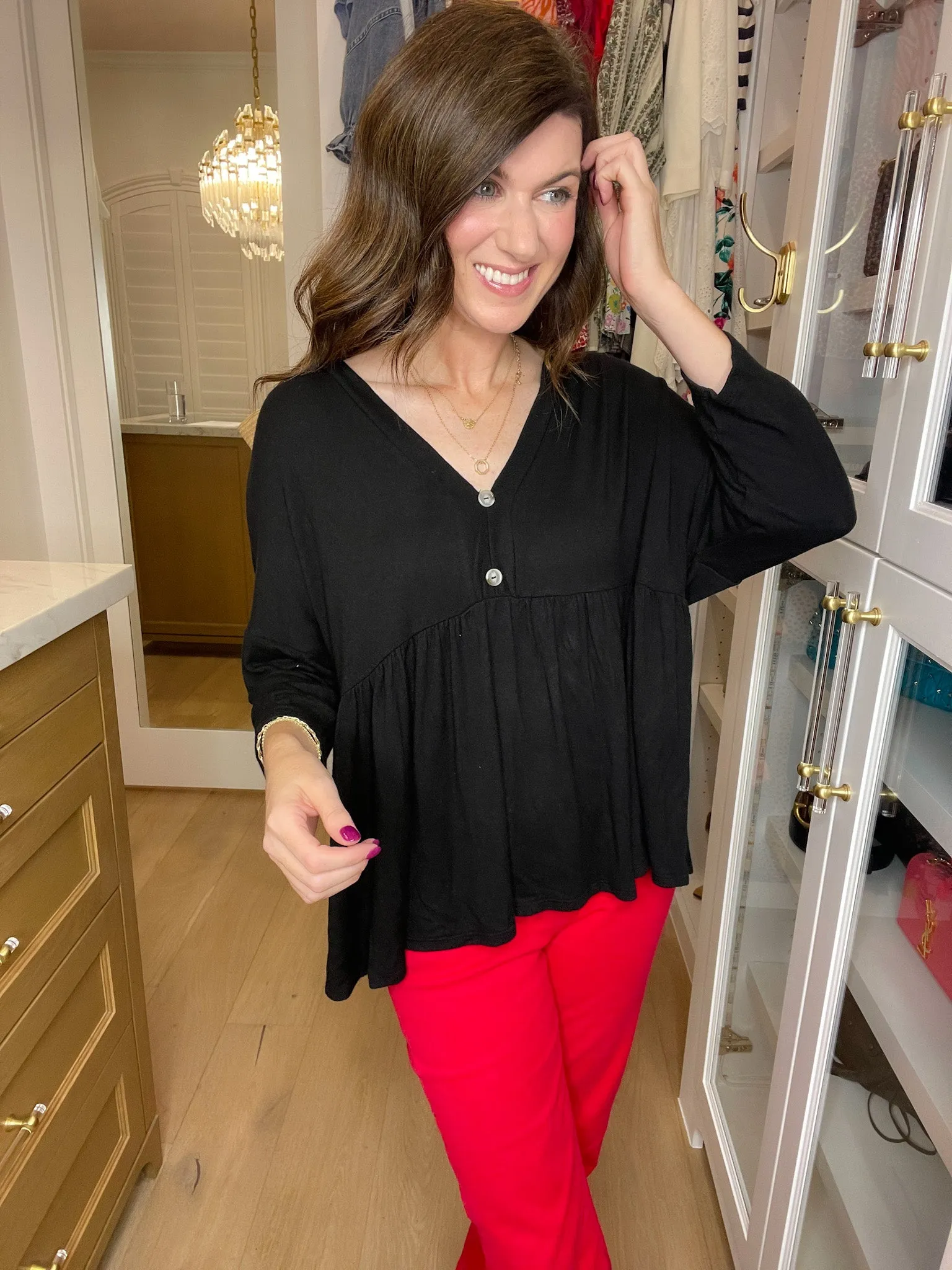 *BELLES & DOORBUSTER* Caprock Peplum Top in Black