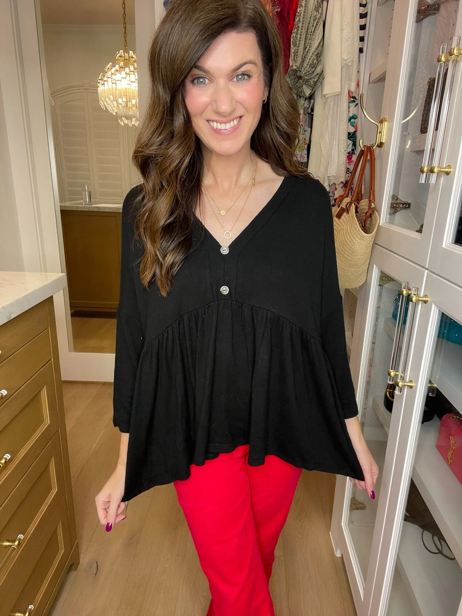 *BELLES & DOORBUSTER* Caprock Peplum Top in Black