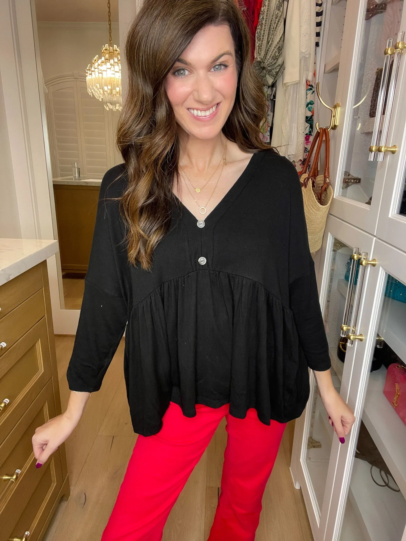 *BELLES & DOORBUSTER* Caprock Peplum Top in Black