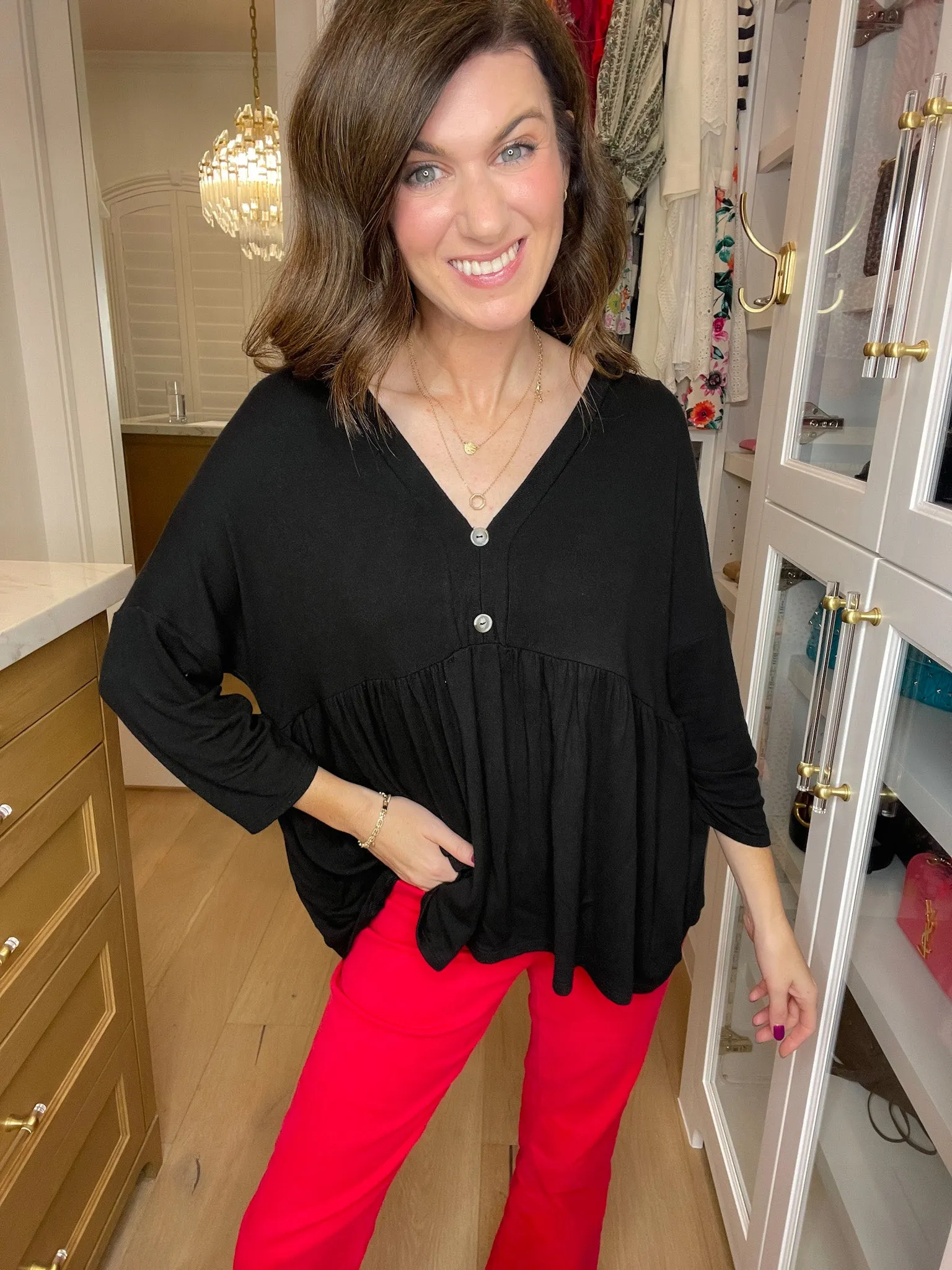 *BELLES & DOORBUSTER* Caprock Peplum Top in Black