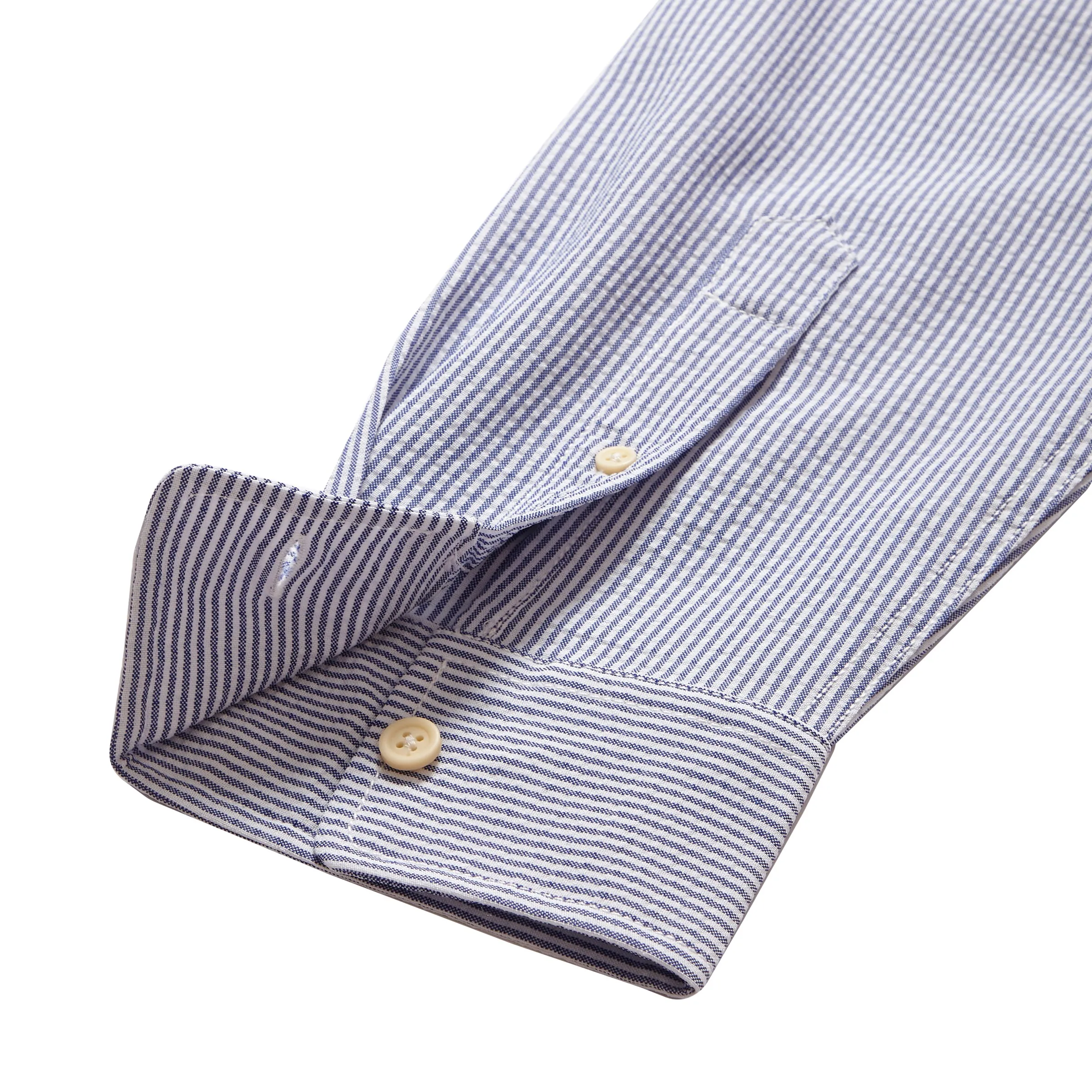 Bengal Light Oxford Stripe Long Sleeve Shirt - Navy White