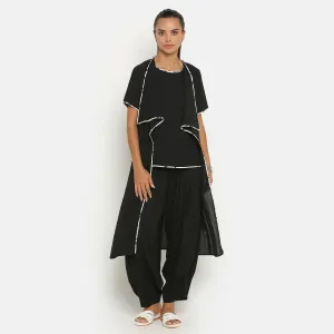 Black Jacket With Asymmetric Neck & Pocket