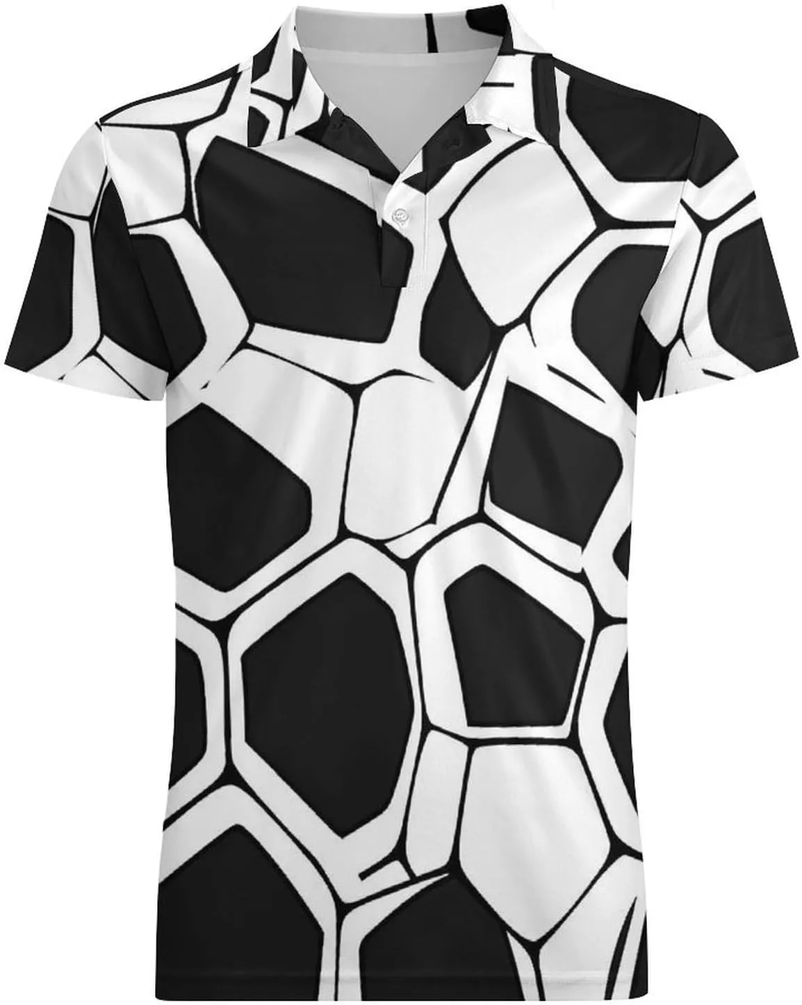 Black White Mosaic Honeycomb Men's Polo-Shirt Regular-Fit Short Sleeve Sports Quick Dry Golf Tennis T-Shirt