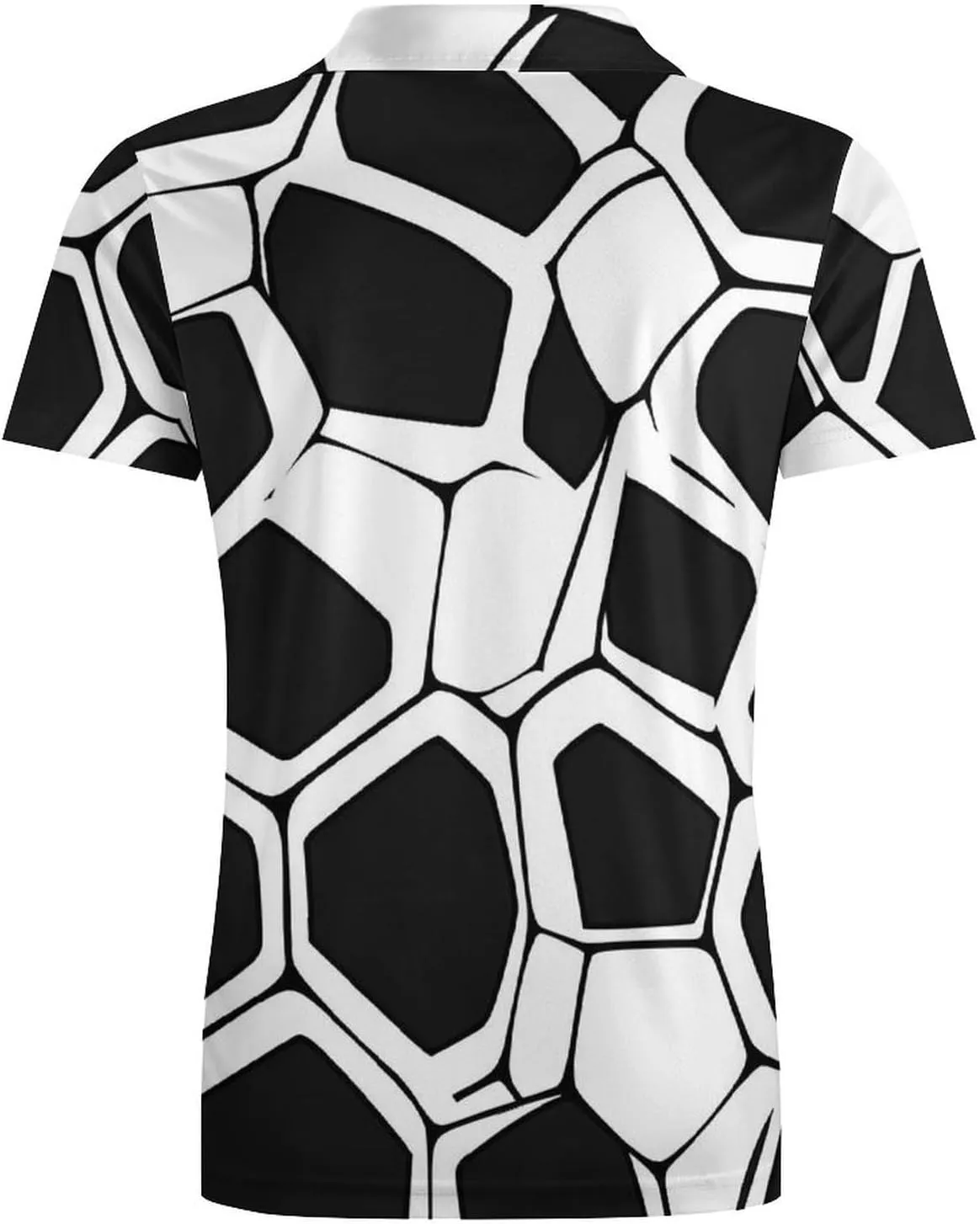 Black White Mosaic Honeycomb Men's Polo-Shirt Regular-Fit Short Sleeve Sports Quick Dry Golf Tennis T-Shirt