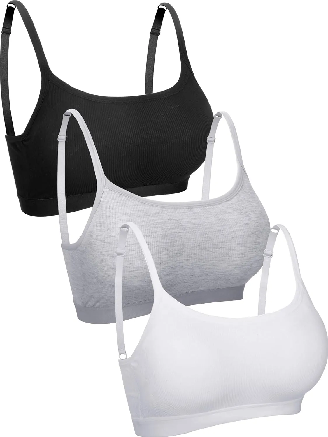 Boao 3 Pieces Mini Camisole Bra Padded Brassiere Tank Top Brassiere Women Sports Bra with Straps