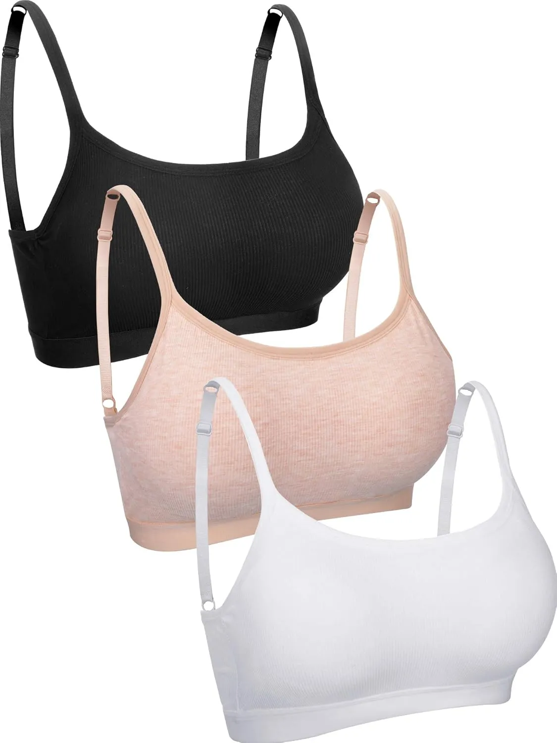Boao 3 Pieces Mini Camisole Bra Padded Brassiere Tank Top Brassiere Women Sports Bra with Straps