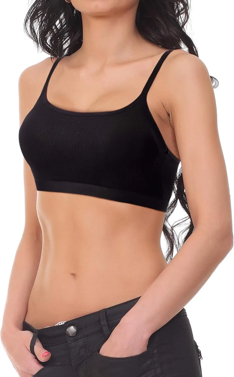Boao 3 Pieces Mini Camisole Bra Padded Brassiere Tank Top Brassiere Women Sports Bra with Straps