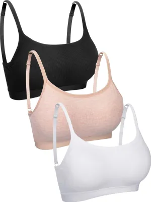 Boao 3 Pieces Mini Camisole Bra Padded Brassiere Tank Top Brassiere Women Sports Bra with Straps