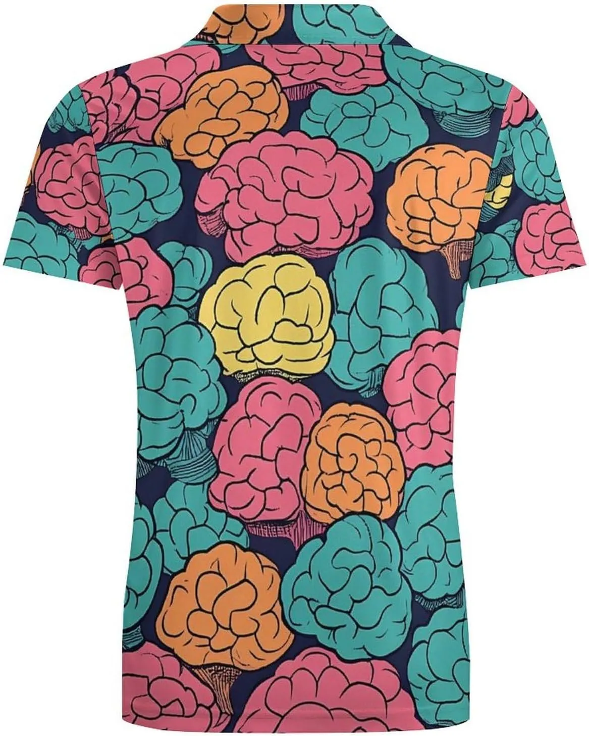 Brains Colorful Pattern Men's Polo-Shirt Regular-Fit Short Sleeve Sports Quick Dry Golf Tennis T-Shirt