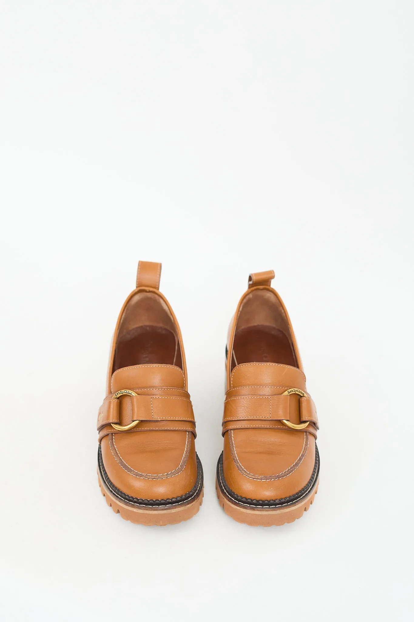 Brown Leather Erine Heeled Loafer