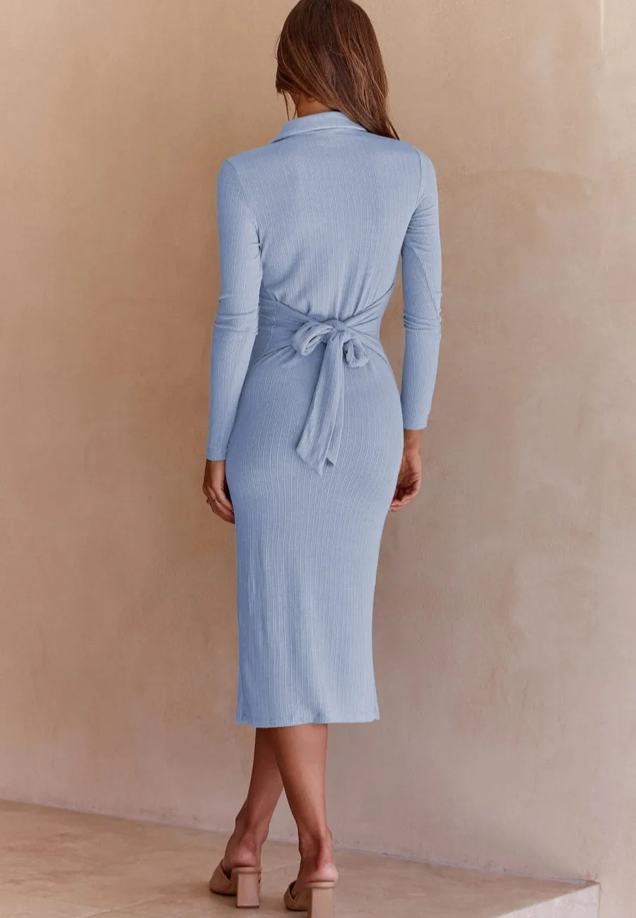 Button Detail Slit Dress