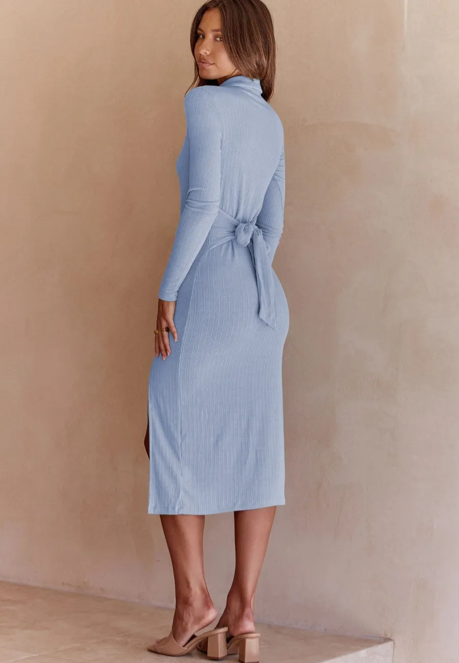 Button Detail Slit Dress