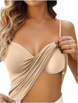 Camisole Tops for Women Built in Bra No Underwire Spaghetti Strap Cami Tank Cotton Undershirts Yoga Workout Sportwear