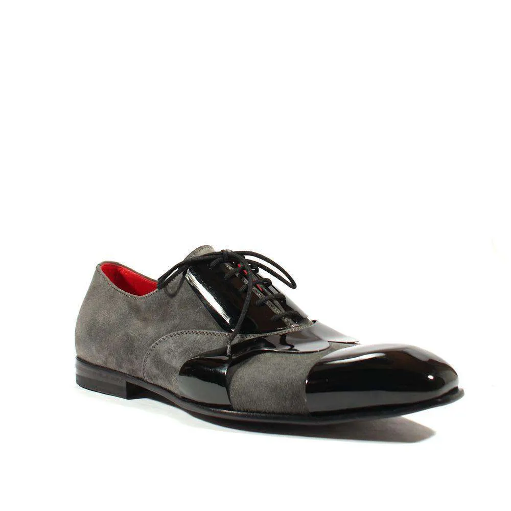 Cesare Paciotti Luxury Italian Men's Designer Shoes Kid Suede Antracite Suede / Plastic Oxfords (CPM2574)