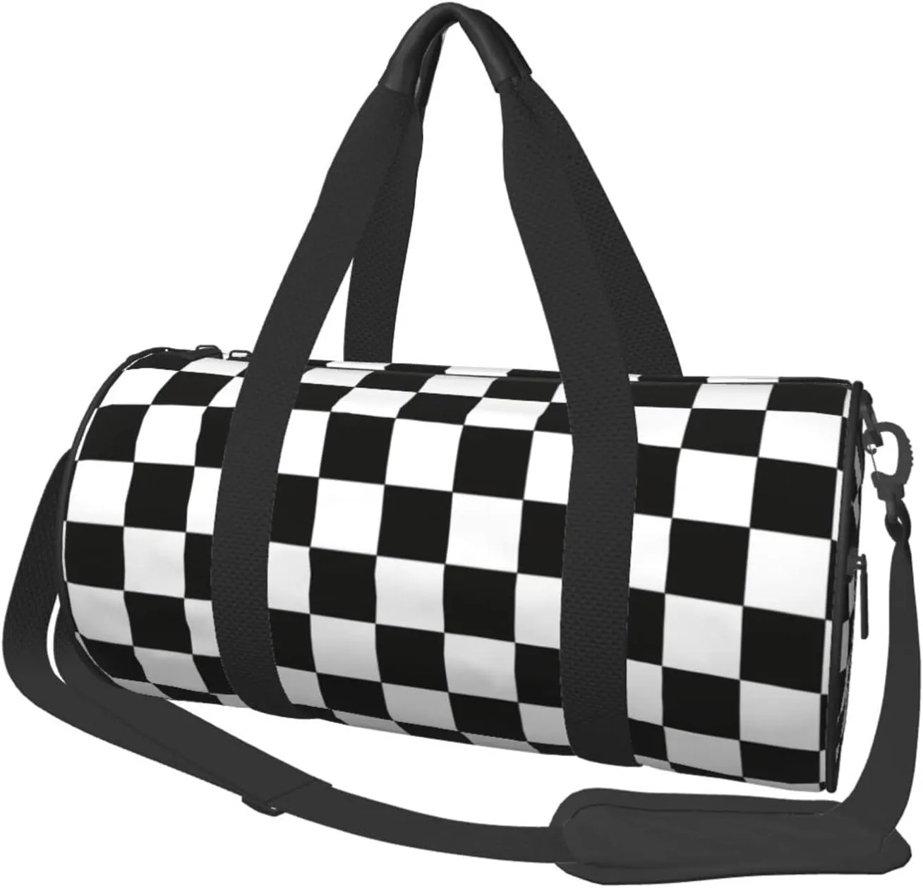 Checkered Flag Convertible Garment Bag with Shoulder Strap, Carry on Garment Duffel Bag for Men Women - Rolling Foldable for Travel Luggage Bags (Black)